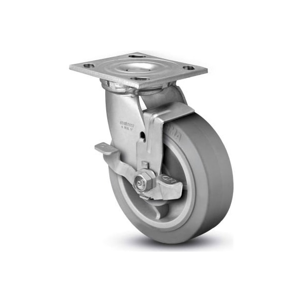 Colson 4 Series Swivel Plate Caster 4.08199.459 BRK7 Rubber Top Lock Brake 8" Dia. 675 Lb.